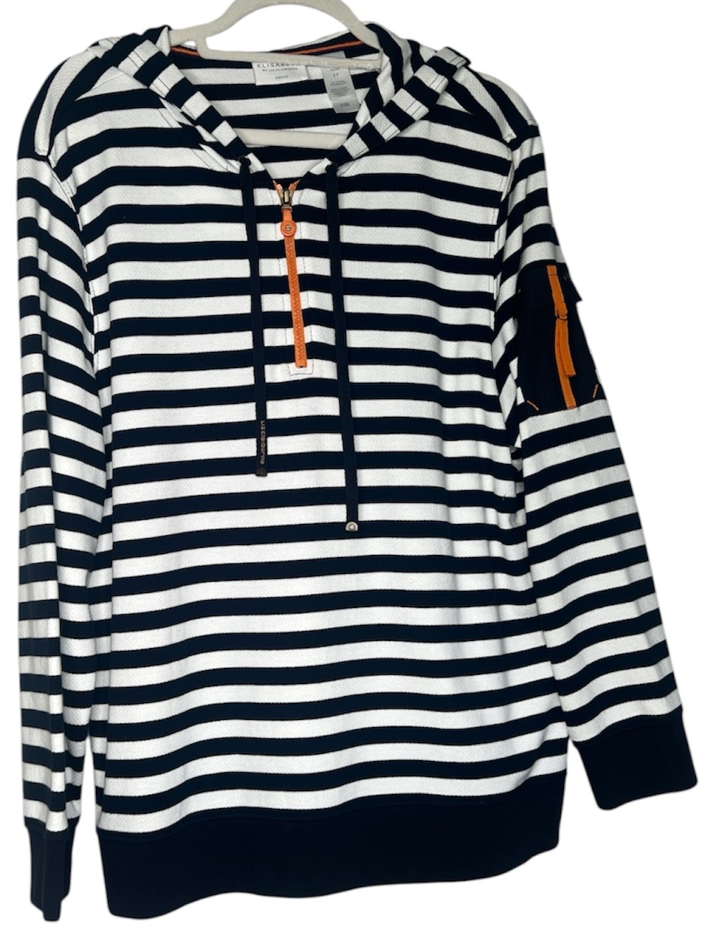 VTG Elisabeth by Liz Claiborne Quarter zip Hoodie Sweater Nautical Classic 2P